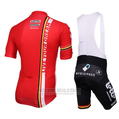 2016 Fahrradbekleidung Lotto Soudal Wei und Rot Trikot Kurzarm und Tragerhose